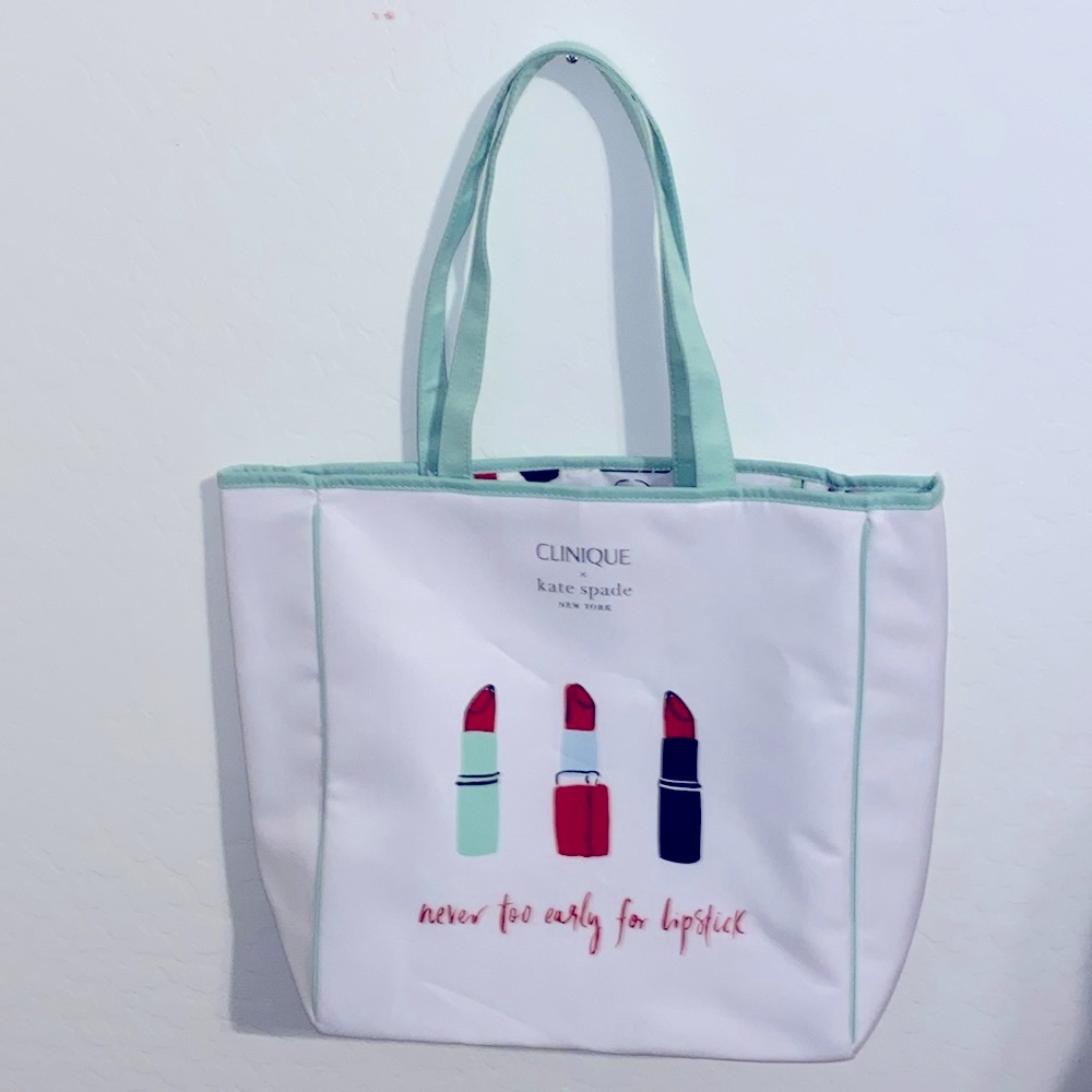 Clinique + Kate Spade White & Green Fabric Large Tote NWT